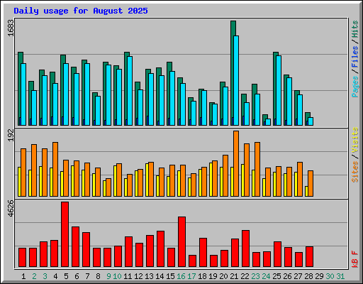Daily usage for August 2025